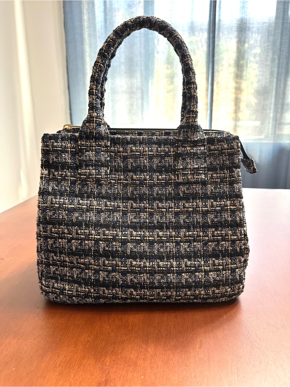 J.Crew Navy Tweed Structured Top-Handle Handbag